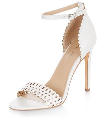 Comprar White Laser Cut Out Heeled Sandals al mejor precio