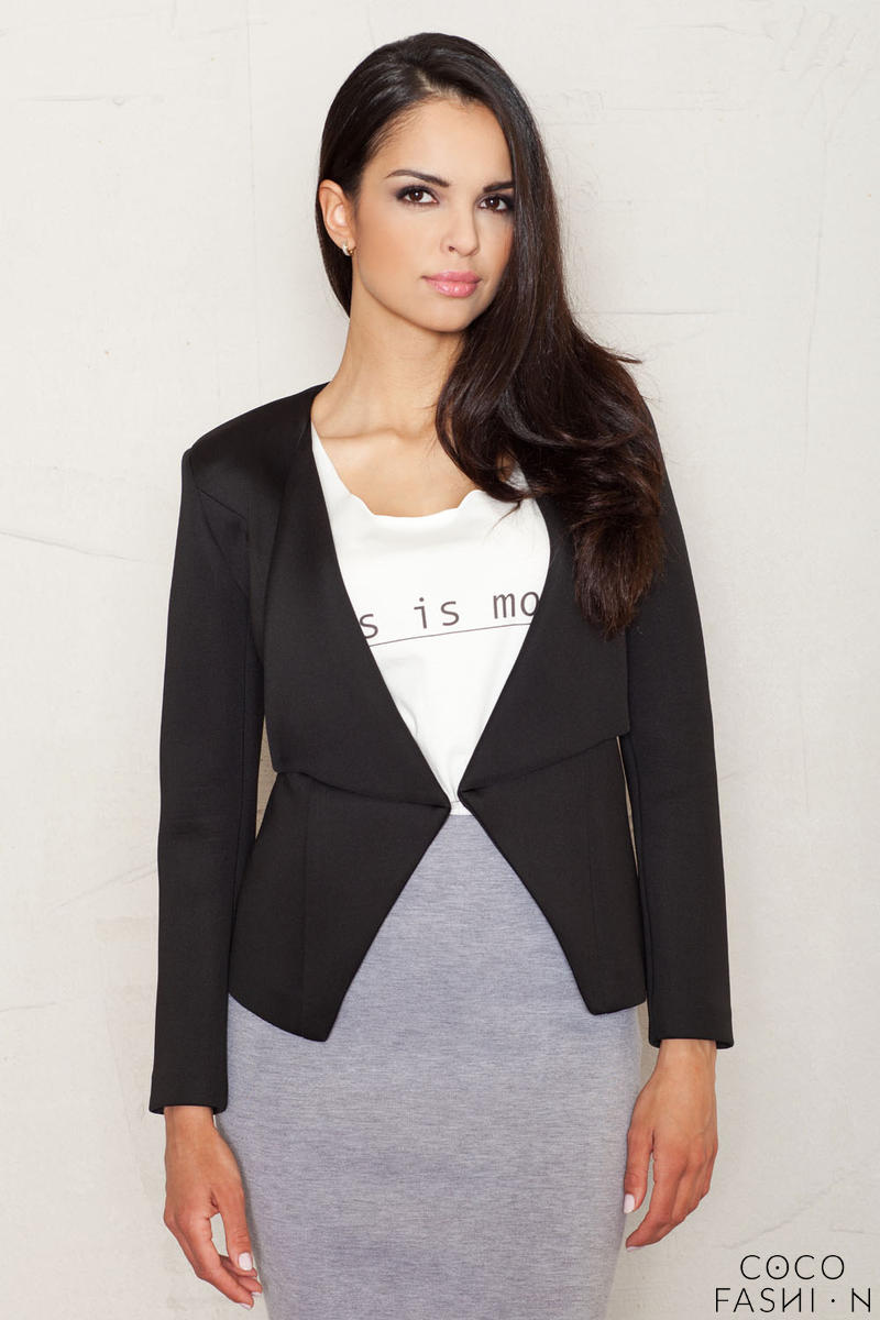 Comprar Black Long Lapels Blazer with V-Front Hemline al mejor precio