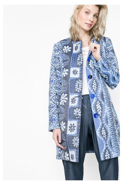 Comprar Desigual - Mujer - Abrigo azul de corte evasé - Magic Blue Coat - Size 42 al mejor precio