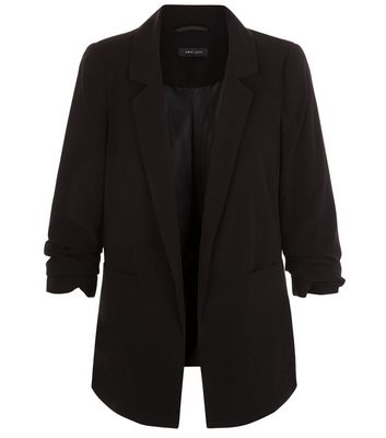 Comprar Black Ruched Sleeve Longline Blazer al mejor precio