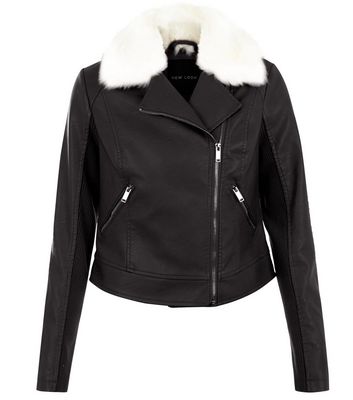 Comprar Black Faux Fur Trim Leather-Look Jacket al mejor precio