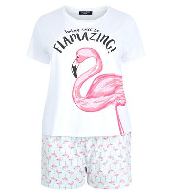 Comprar Curves Pink Flamingo Print Pyjama Set al mejor precio