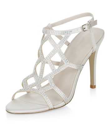 Comprar Silver Satin Embellished Heeled Sandals al mejor precio