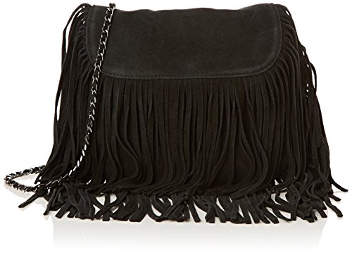 Comprar PIECES Pcruthi Suede Crossover Bag - Bolso de hombro de cuero mujer, color negro, talla 26x18x4 cm (B x H x T) al mejor precio