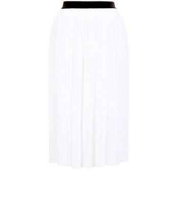 Comprar White Elasticated Waist Pleated Midi Skirt al mejor precio