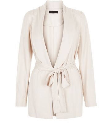 Stone Cupro Belted Blazer