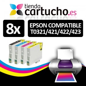 Comprar PACK 8 (ELIJA COLORES) CARTUCHOS COMPATIBLES EPSON T0321/422/423/424PACK 8 (ELIJA COLORES) CARTUCHOS COMPATIBLES EPSON T0321/422/423/424 al mejor precio