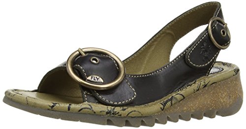 Comprar Fly London Tram - Sandalias de vestir de cuero para mujer , color negro, talla 42 al mejor precio