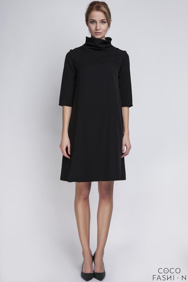 Comprar Black Tourtleneck Dress with Double Fold at The Back al mejor precio