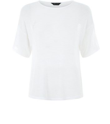 Comprar White Fine Knit Sheer Ribbed Kimono T-Shirt al mejor precio