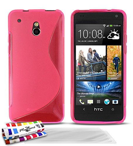 Comprar Muzzano F25117 - Funda para HTC One Mini (M4) + 3 protecciones de pantalla, color rosa al mejor precio