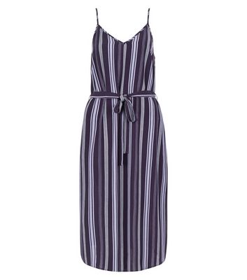 Comprar Blue Stripe Tie Waist Midi Slip Dress al mejor precio