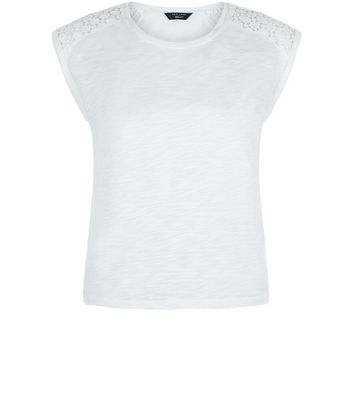 Comprar Teens White Floral Lace Shoulder T-Shirt al mejor precio