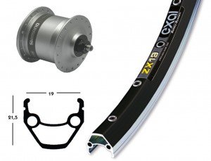 Comprar Rueda de bicicleta V 26 x 1.75 dinamo DH3 N30 QR 36L (acabado: ZX 19 schw/Silb.Niro de radios) al mejor precio
