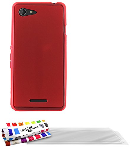 Comprar Muzzano F869144 - Funda para Sony Xperia E3, incluye 3 protecciones de pantalla, color rojo al mejor precio