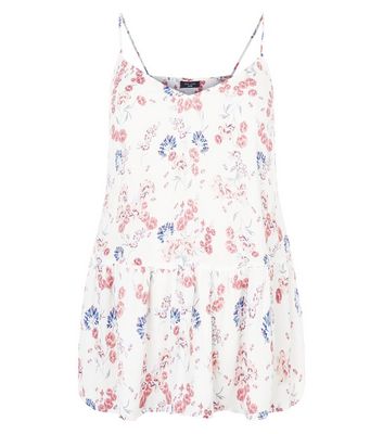 Comprar Curves White Floral Print Peplum Cami al mejor precio