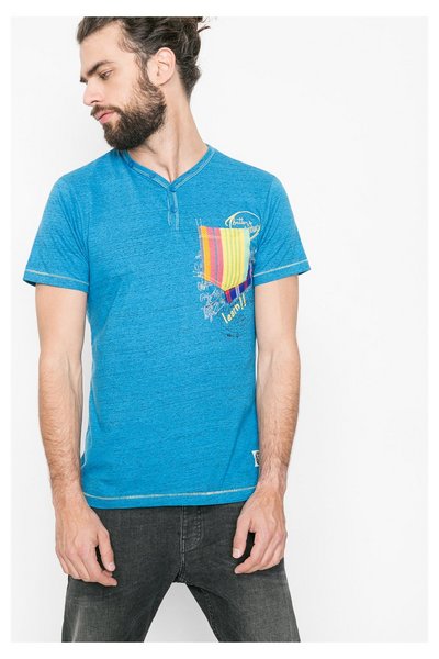 Comprar Desigual - Hombre - Camiseta azul con cuello V para hombre - Nomad Bolsillo - Size XL al mejor precio