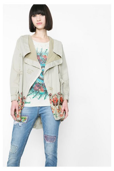 Comprar Desigual - Mujer - Parka de primavera con cierre asimétrico - Piedra - Size 38 al mejor precio