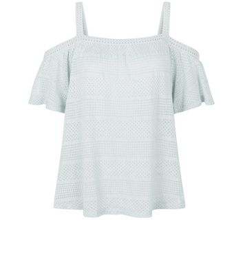 Comprar Light Green Fine Knit Crochet Cold Shoulder Gypsy Top al mejor precio