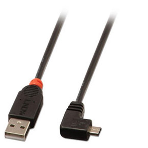 Comprar Lindy 31975 - Cable acodado USB 2.0, conector tipo A macho a tipo micro B, ángulo de 90º, 0.5 m, color negro al mejor precio