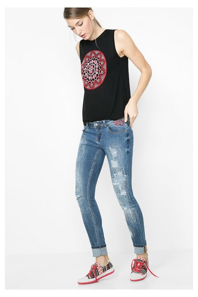 Comprar Desigual - Mujer - Jeans second skin con rotos - Donato - Size 34 al mejor precio