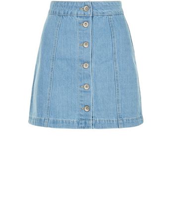 Comprar Petite Blue Button Front Bleached Denim Skirt al mejor precio
