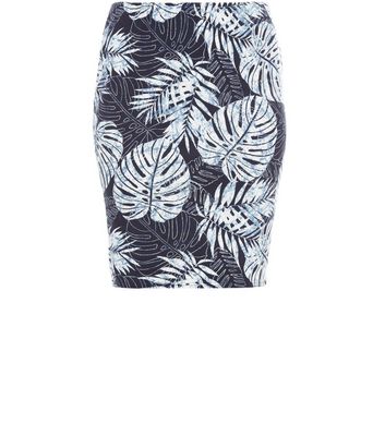 Comprar Curves Blue Tropical Print Pencil Skirt al mejor precio