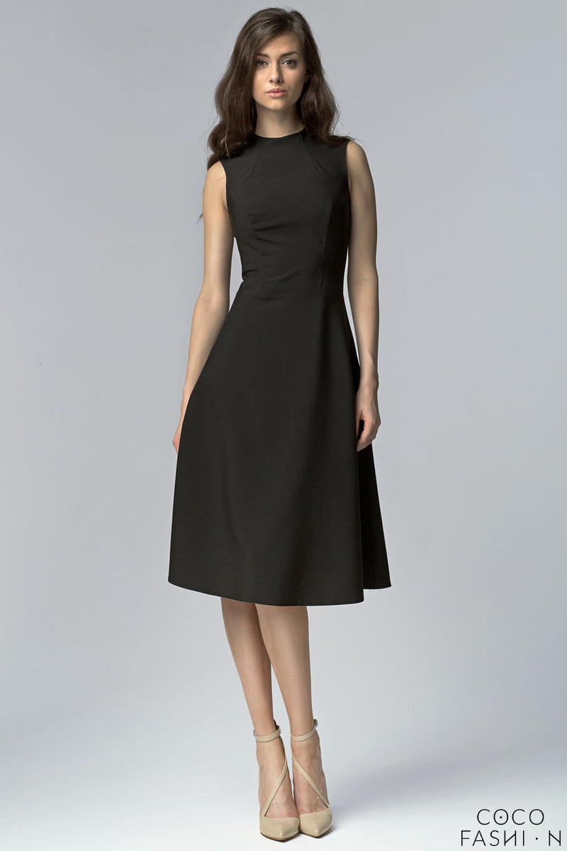 Comprar Black Seam Midi Dress with High Neckline al mejor precio