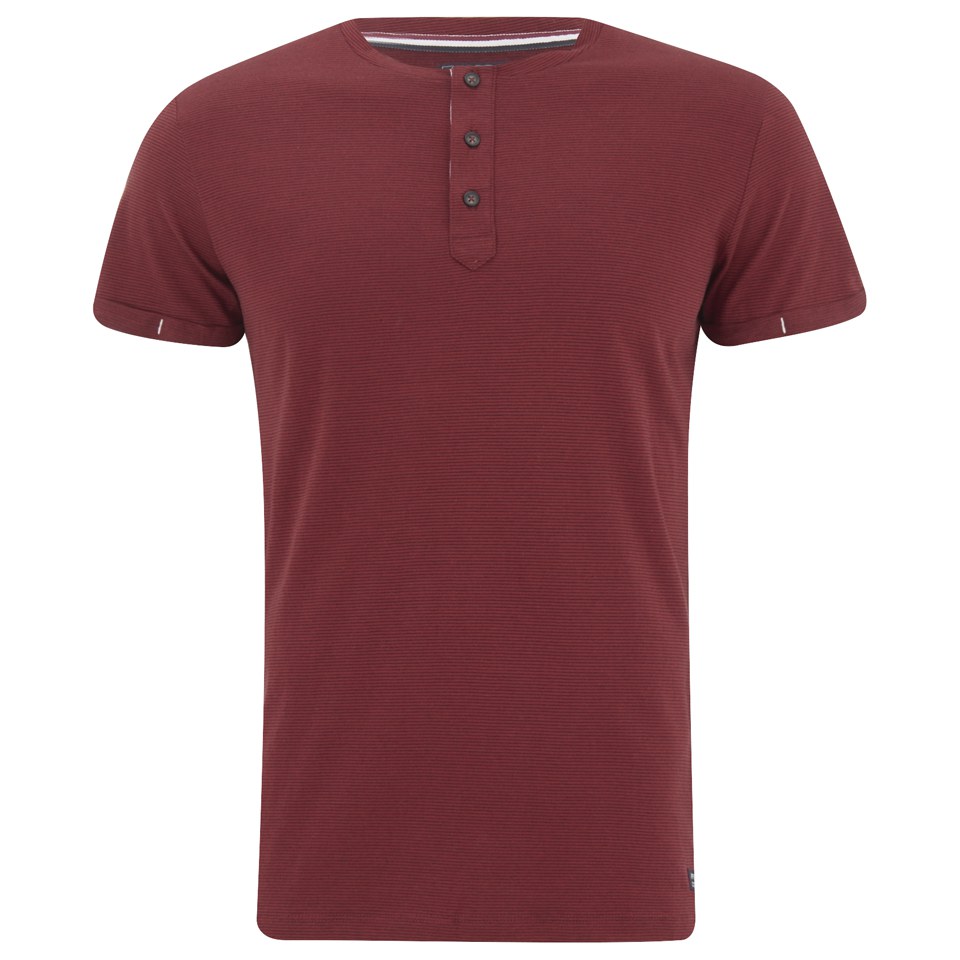 Comprar Produkt Men's OEK New Grandad Buttoned T-Shirt - Red Dahlia - S al mejor precio