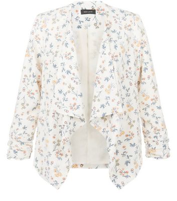 Comprar White Ditsy Floral Print Waterfall Blazer al mejor precio