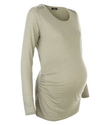 Comprar Maternity Khaki Button Shoulder Top al mejor precio