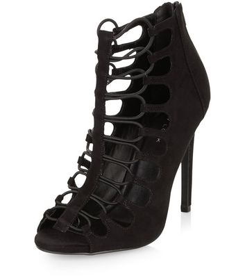 Comprar Black Suedette Elasticated Strap Heels al mejor precio