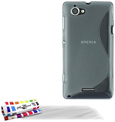 Comprar Muzzano F7381 - Funda para Sony Xperia L + 3 protecciónes de pantalla, color gris al mejor precio