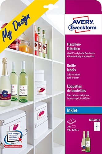 Comparar mejores precios Avery MD4001 - Etiquetas para botellas (90 x 120 mm), color blanco con descuentos Comprar Avery MD4001 - Etiquetas para botellas (90 x 120 mm), color blanco al mejor precio