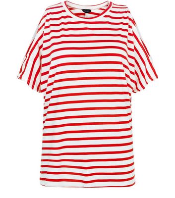 Comprar White Stripe Cold Shoulder Oversized T-Shirt al mejor precio