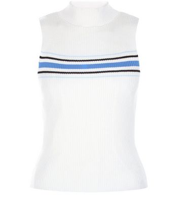 Comprar White Stripe Funnel Neck Vest al mejor precio