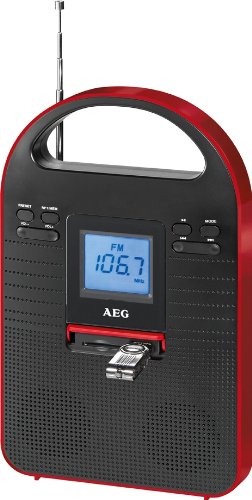 Comprar AEG - Reproductor de música portátil (pantalla LCD, lector de tarjetas SD, reproductor de MP3, entrada auxiliar, 50 W, PMPO, puerto USB), color negro y rojo al mejor precio