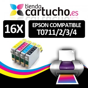 Comprar PACK 16 (ELIJA COLORES) CARTUCHOS COMPATIBLES EPSON T0711/2/3/4PACK 16 (ELIJA COLORES) CARTUCHOS COMPATIBLES EPSON T0711/2/3/4 al mejor precio