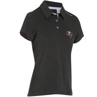 Comprar Polo equitación mujer logotipo ROYAL mangas cortas gris oscuro FOUGANZA al mejor precio