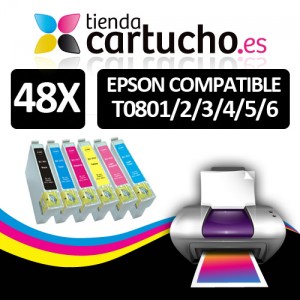Comprar PACK 48 (ELIJA COLORES) CARTUCHOS COMPATIBLES EPSON T0801/2/3/4/5/6PACK 48 (ELIJA COLORES) CARTUCHOS COMPATIBLES EPSON T0801/2/3/4/5/6 al mejor precio