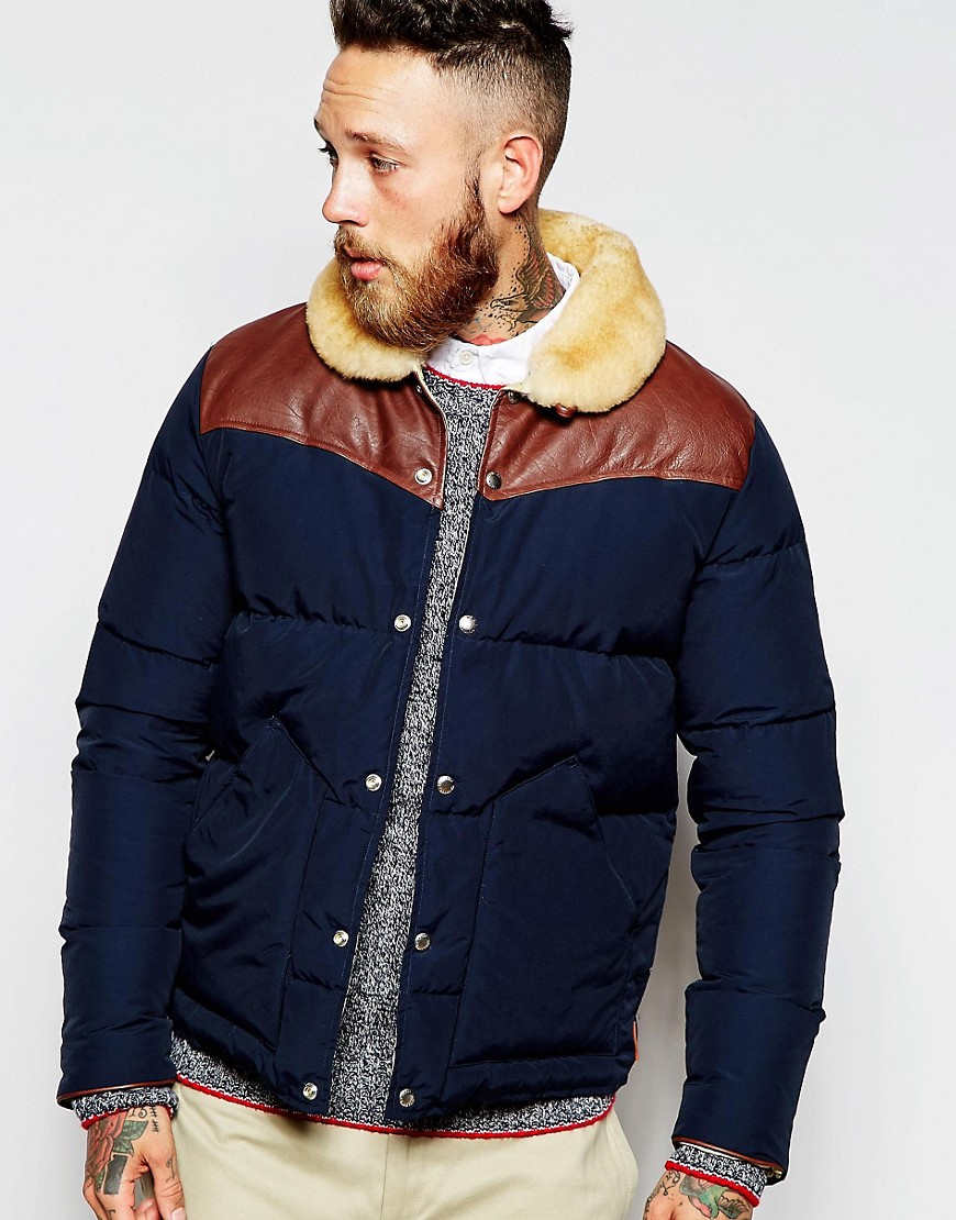 Comprar Chaqueta impermeable con relleno de plumón y canesú de cuero Rockwool de Penfield al mejor precio