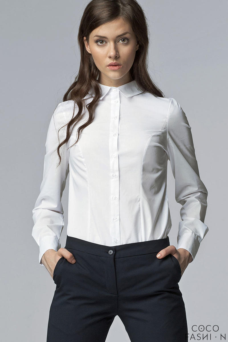 Comprar Slim Fit Petite Collared Seam White Shirt al mejor precio