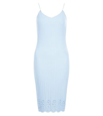 Comprar Light Blue Ribbed Laser Cut Out Hem Bodycon Dress al mejor precio