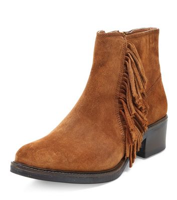 Comprar Wide Fit Tan Suede Tassel Side Ankle Boots al mejor precio