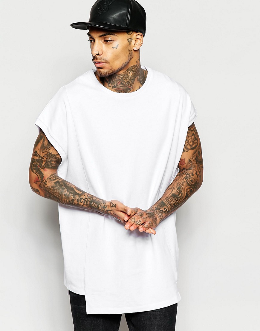 Comprar Camiseta extragrande de punto grueso con detalle de costuras en blanco de ASOS al mejor precio
