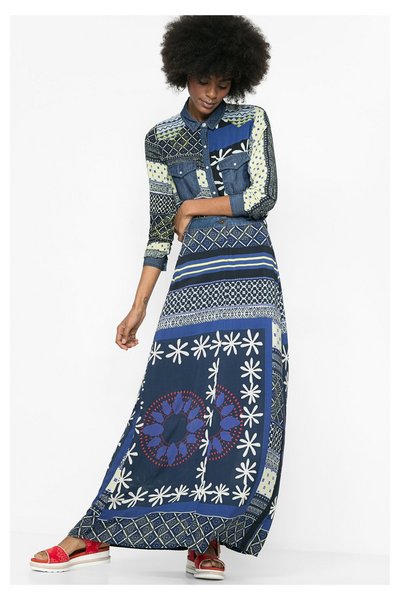 Comprar Desigual - Mujer - Falda larga azul de gasa - Zul - Size 36 al mejor precio