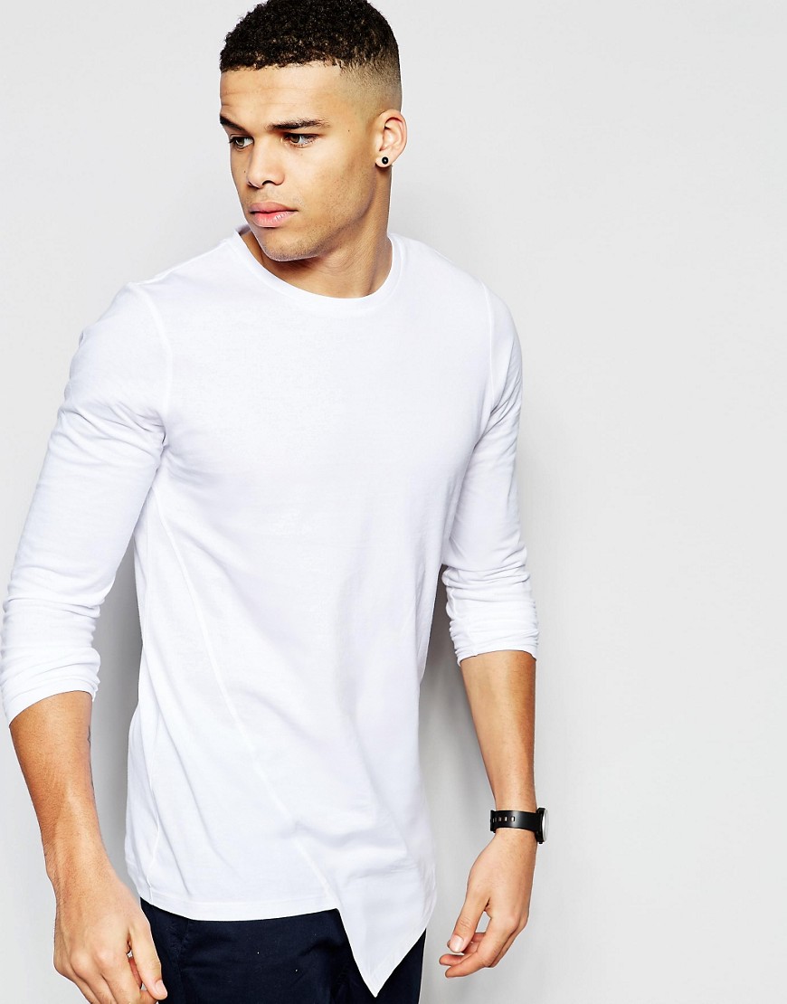 Comprar Camiseta larga de manga larga con bajo asimétrico de ASOS al mejor precio
