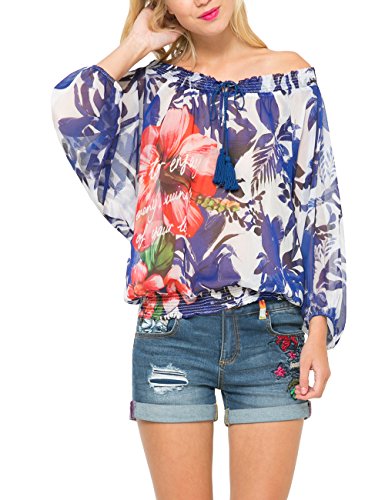 Desigual, JULIETA - Blusa para mujer, Azul, X-Small