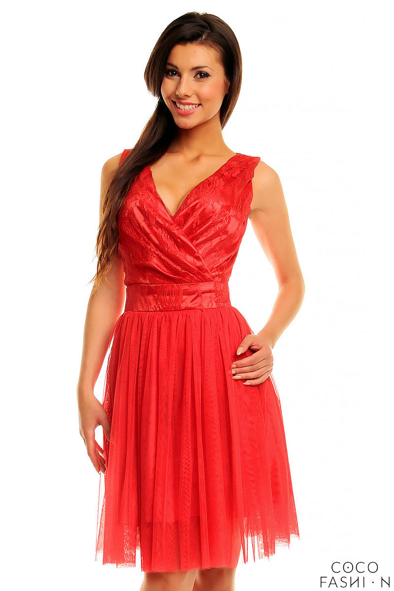 Comprar Red Evening Party Dress with Tulle al mejor precio