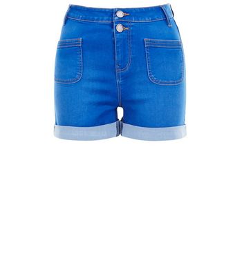Comprar Teens Blue High Waisted Turn Up Hem Shorts al mejor precio